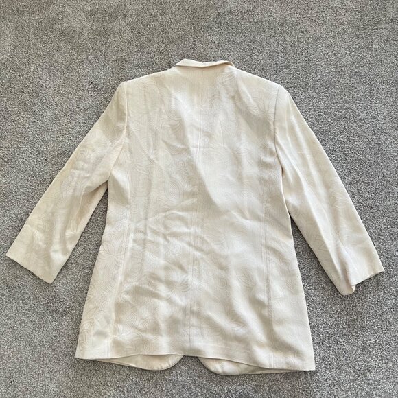Giorgio Armani Vintage Silk Cream Elegant Floral Jacquard Fabric Blazer Medium - Picture 10 of 13